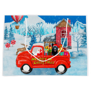 German Shepherd Dog Christmas Delivery Truck Snow  Large Gift Bag