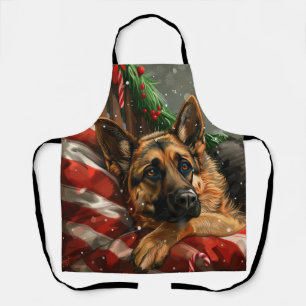 German Shepherd Dog Christmas Festive Apron