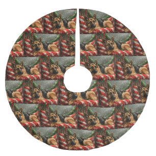 German Shepherd Dog Christmas Festive Brushed Polyester Tree Skirt