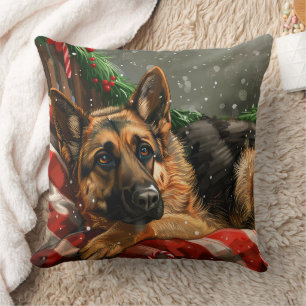 German Shepherd Dog Christmas Festive Cushion