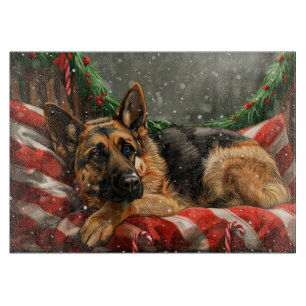 German Shepherd Dog Christmas Festive Cutting Board