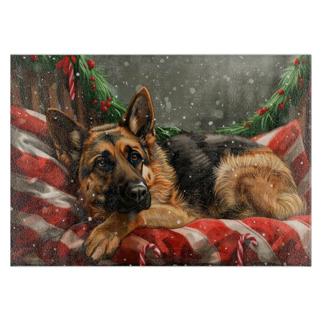 German Shepherd Dog Christmas Festive Cutting Board (Front)
