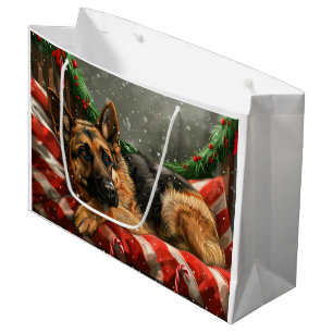 German Shepherd Dog Christmas Festive Large Gift Bag