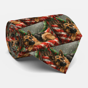 German Shepherd Dog Christmas Festive Tie