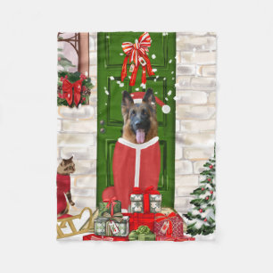 German Shepherd Dog Christmas   Fleece Blanket