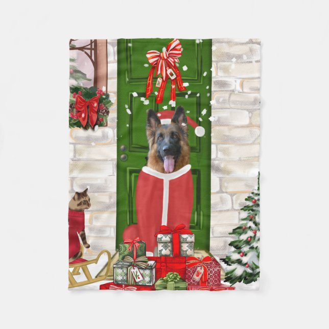 German Shepherd Dog Christmas   Fleece Blanket (Front)