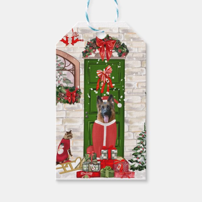 German Shepherd Dog Christmas   Gift Tags (Front)