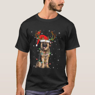 German Shepherd Dog Christmas Lights Reindeer Sant T-Shirt