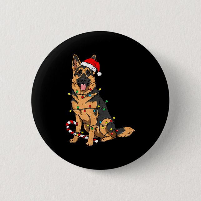 German Shepherd Dog Christmas Lights Xmas Pet Dog  6 Cm Round Badge (Front)