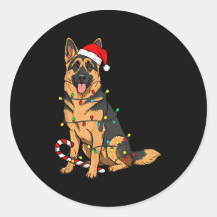 German Shepherd Dog Christmas Lights Xmas Pet Dog  Classic Round Sticker