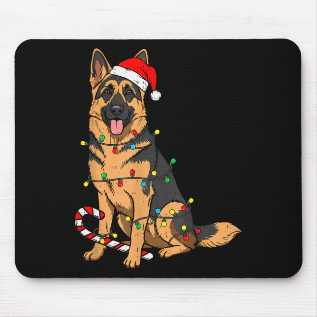 German Shepherd Dog Christmas Lights Xmas Pet Dog  Mouse Mat (Front)