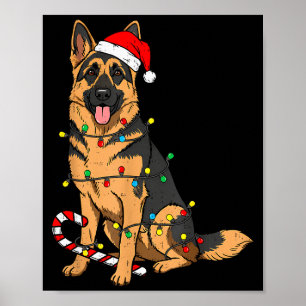 German Shepherd Dog Christmas Lights Xmas Pet Dog  Poster