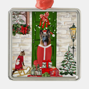 German Shepherd Dog Christmas   Metal Tree Decoration