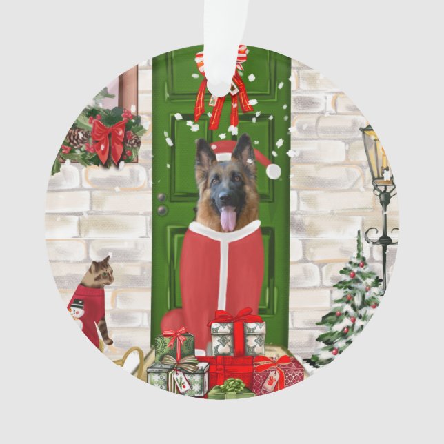 German Shepherd Dog Christmas   Ornament (Front)