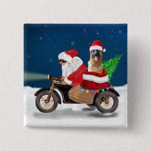 German Shepherd dog Christmas Santa Claus 15 Cm Square Badge