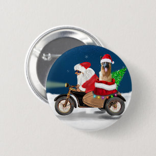 German Shepherd dog Christmas Santa Claus 6 Cm Round Badge