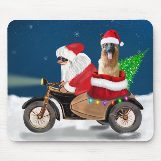 German Shepherd dog Christmas Santa Claus   Mouse Mat (Front)