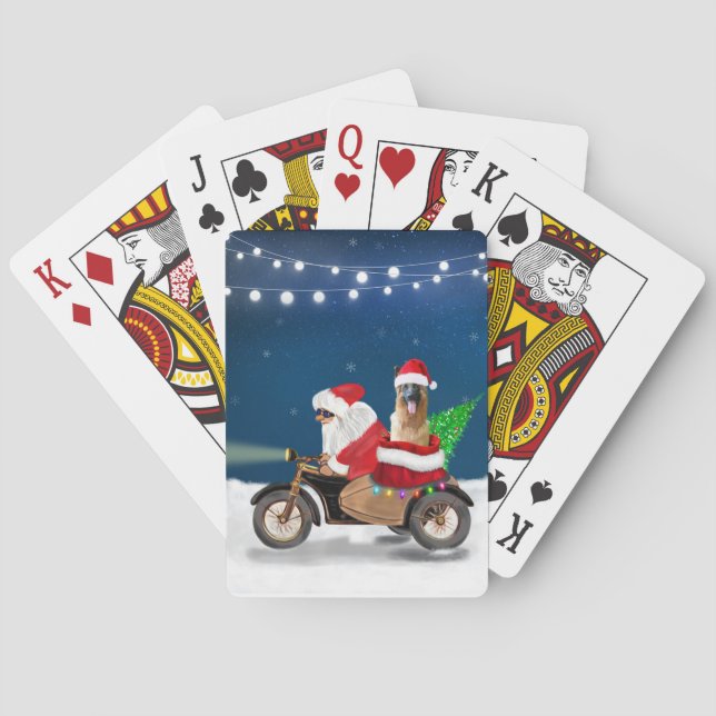 German Shepherd dog Christmas Santa Claus   Playing Cards (Back)