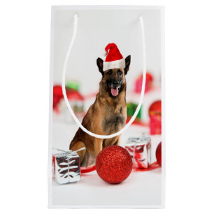 German Shepherd dog Christmas Santa Hat Gift Bag
