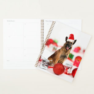 German Shepherd dog Christmas Santa Hat Gift Bag Planner