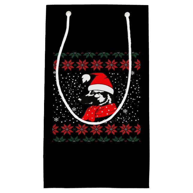 German Shepherd Dog Christmas Small Gift Bag (Front)