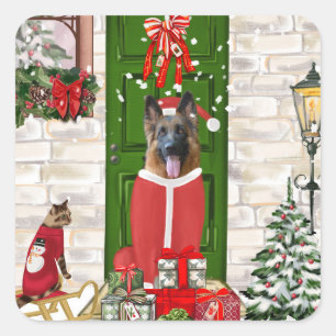 German Shepherd Dog Christmas   Square Sticker
