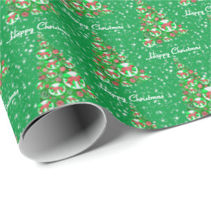German Shepherd Dog Christmas Tree Holiday Green Wrapping Paper