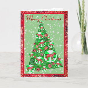 German Shepherd Dog Christmas Tree w/ Cute Bow Card