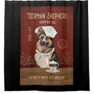 German Shepherd Dog Coffee Company Canvas Shower Curtain