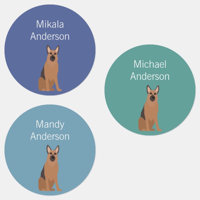German Shepherd dog colours waterproof label (Group)