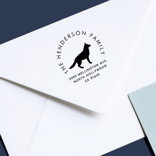 German Shepherd Dog Custom Family Return Address Rubber Stamp