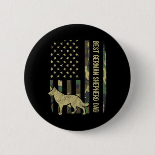 German Shepherd Dog Dad Camouflage American Flag 6 Cm Round Badge