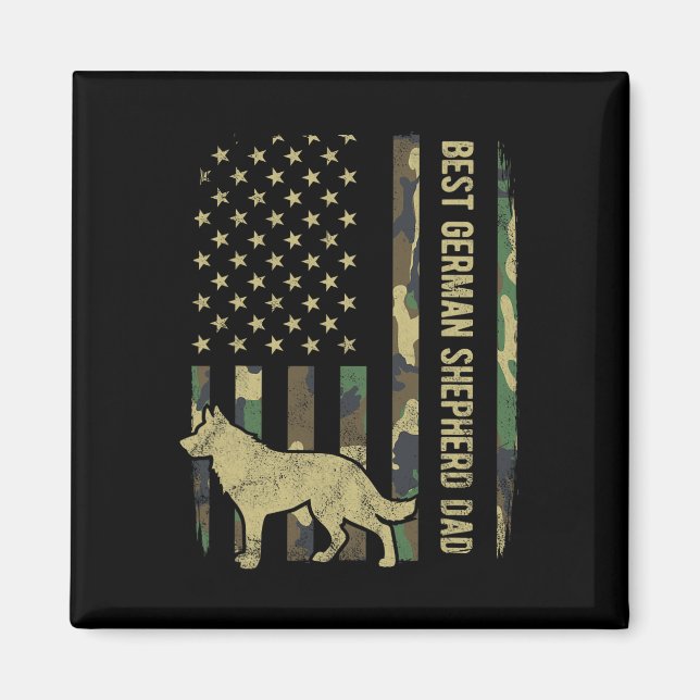 German Shepherd Dog Dad Camouflage American Flag  Magnet (Front)