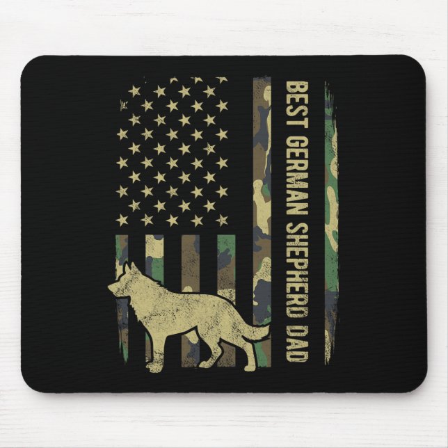 German Shepherd Dog Dad Camouflage American Flag  Mouse Mat (Front)