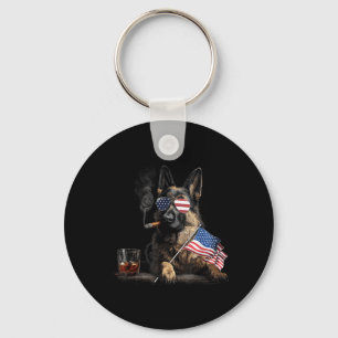 German Shepherd Dog Dad Patriotic Aamerican Flag Key Ring