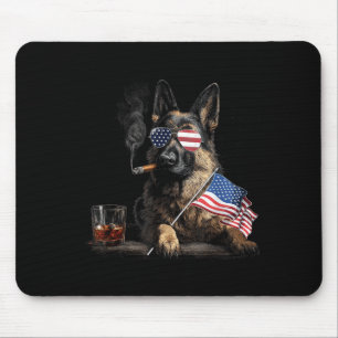 German Shepherd Dog Dad Patriotic Aamerican Flag Mouse Mat