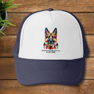 German Shepherd Dog Dad Personalised Polygonal Trucker Hat