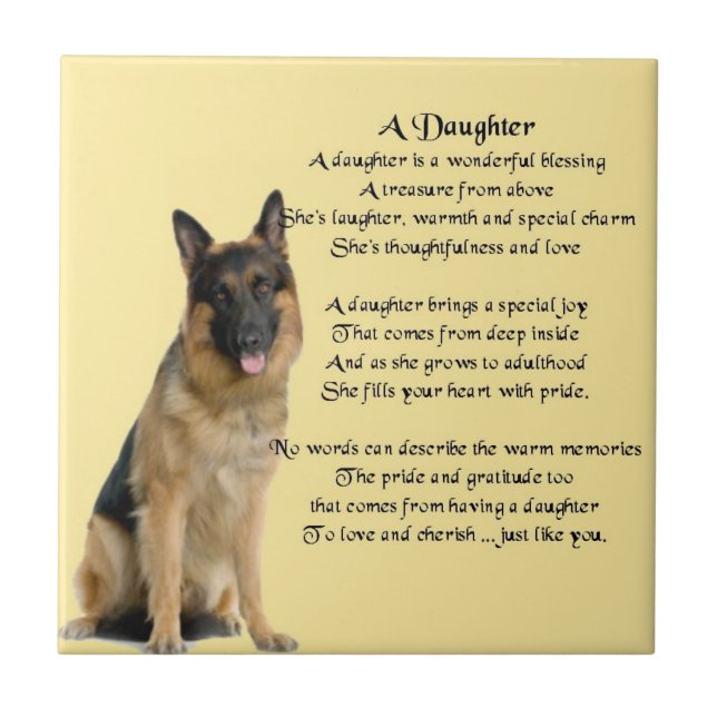 German Shepherd Dog - Daughter Poem Tile (Front)