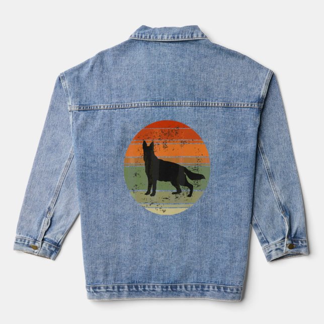 German Shepherd Dog  Denim Jacket (Back)