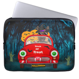 German Shepherd Dog Driving Car Scary Halloween Laptop Sleeve
