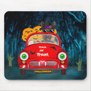 German Shepherd Dog Driving Car Scary Halloween Mouse Mat