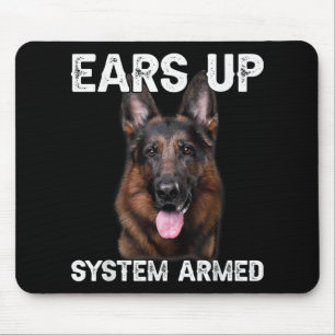 German Shepherd Dog Ears Up System Armed T Shirt Mouse Mat