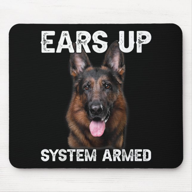 German Shepherd Dog Ears Up System Armed T Shirt  Mouse Mat (Front)