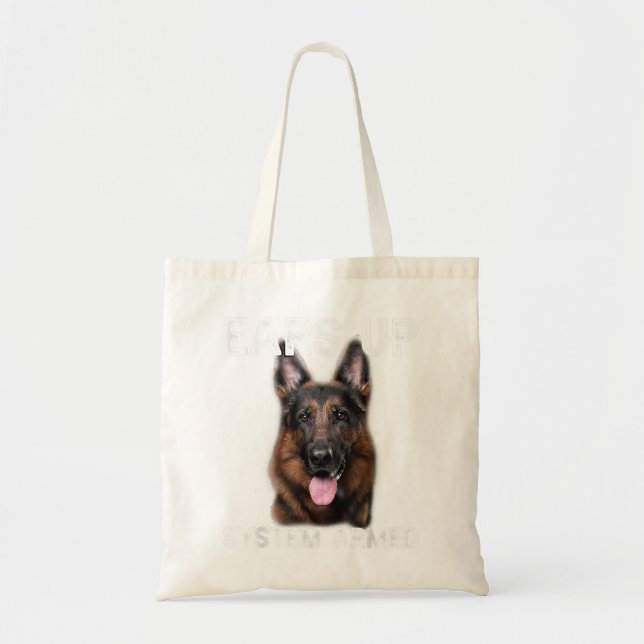 German Shepherd Dog Ears Up System Armed Tote Bag (Front)