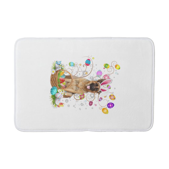 German Shepherd Dog Easter Egg Hunting Basket East Bath Mat (Front)