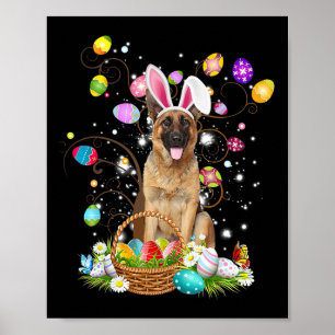 German Shepherd Dog Easter Egg Hunting Bysket East Poster