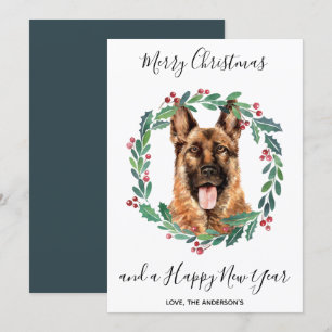 German Shepherd Dog Elegant Merry Christmas Holiday Card
