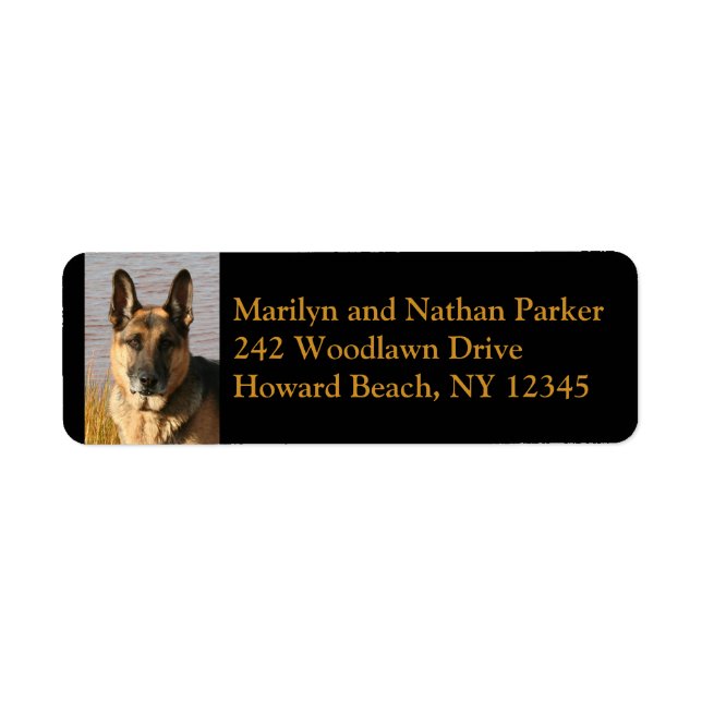 German Shepherd Dog Face Return Address Label (Front)