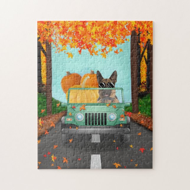 German Shepherd Dog Fall Pumpkin  Jigsaw Puzzle (Vertical)