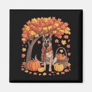 German Shepherd Dog Fall Scarf Pumpkin Autumn Than Magnet